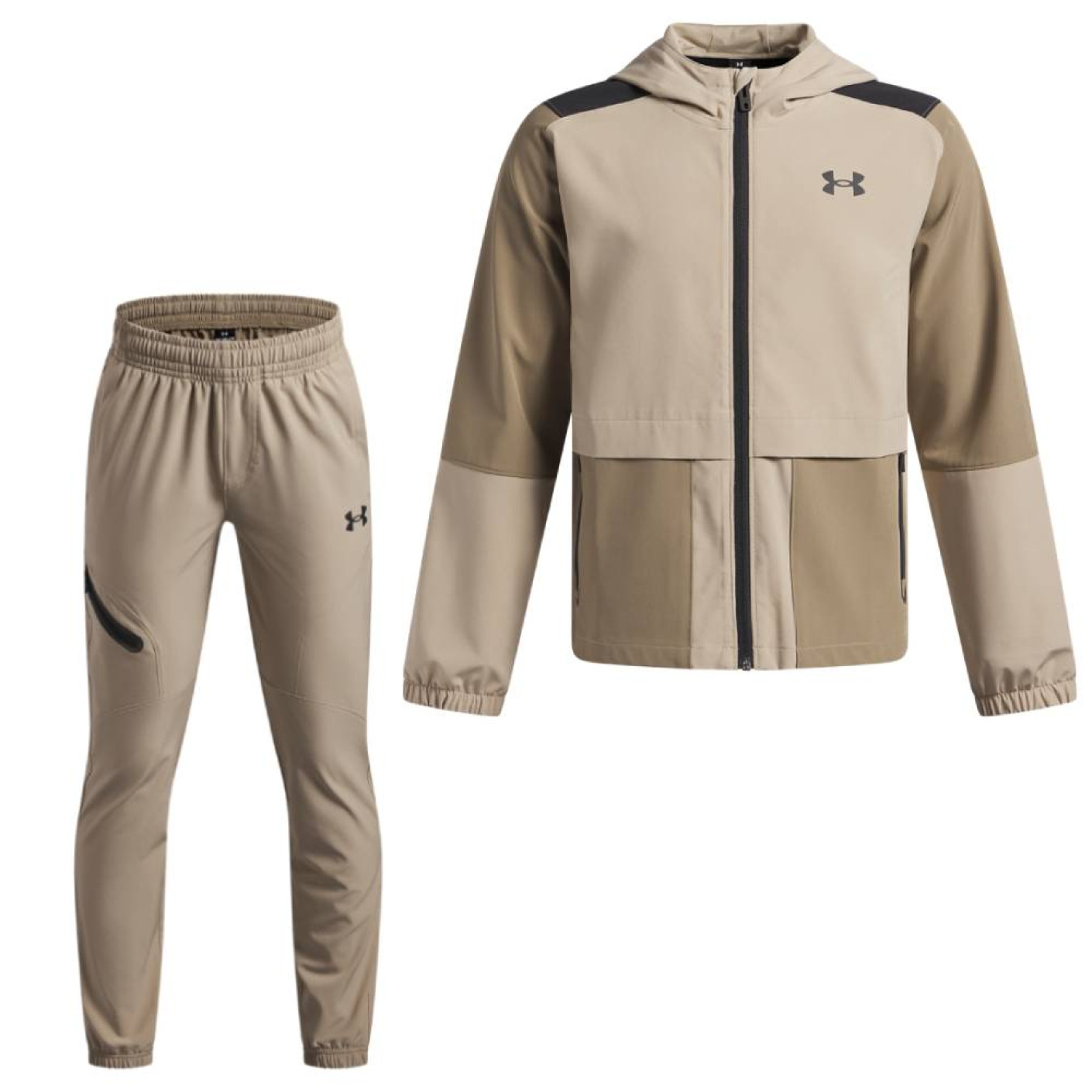 Under Armour Unstoppable Woven Trainingspak Full-Zip Kids Beige Zwart