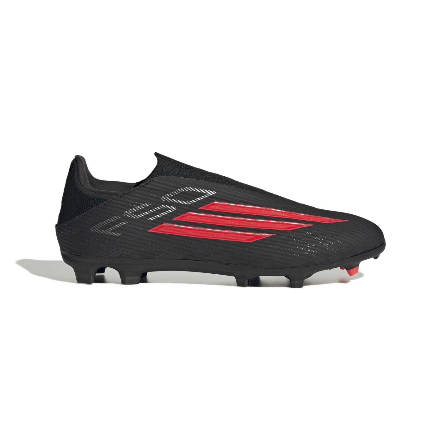 adidas F50 League Laceless Grass/Artificial Grass Football Boots (MG) Black Red Dark Grey