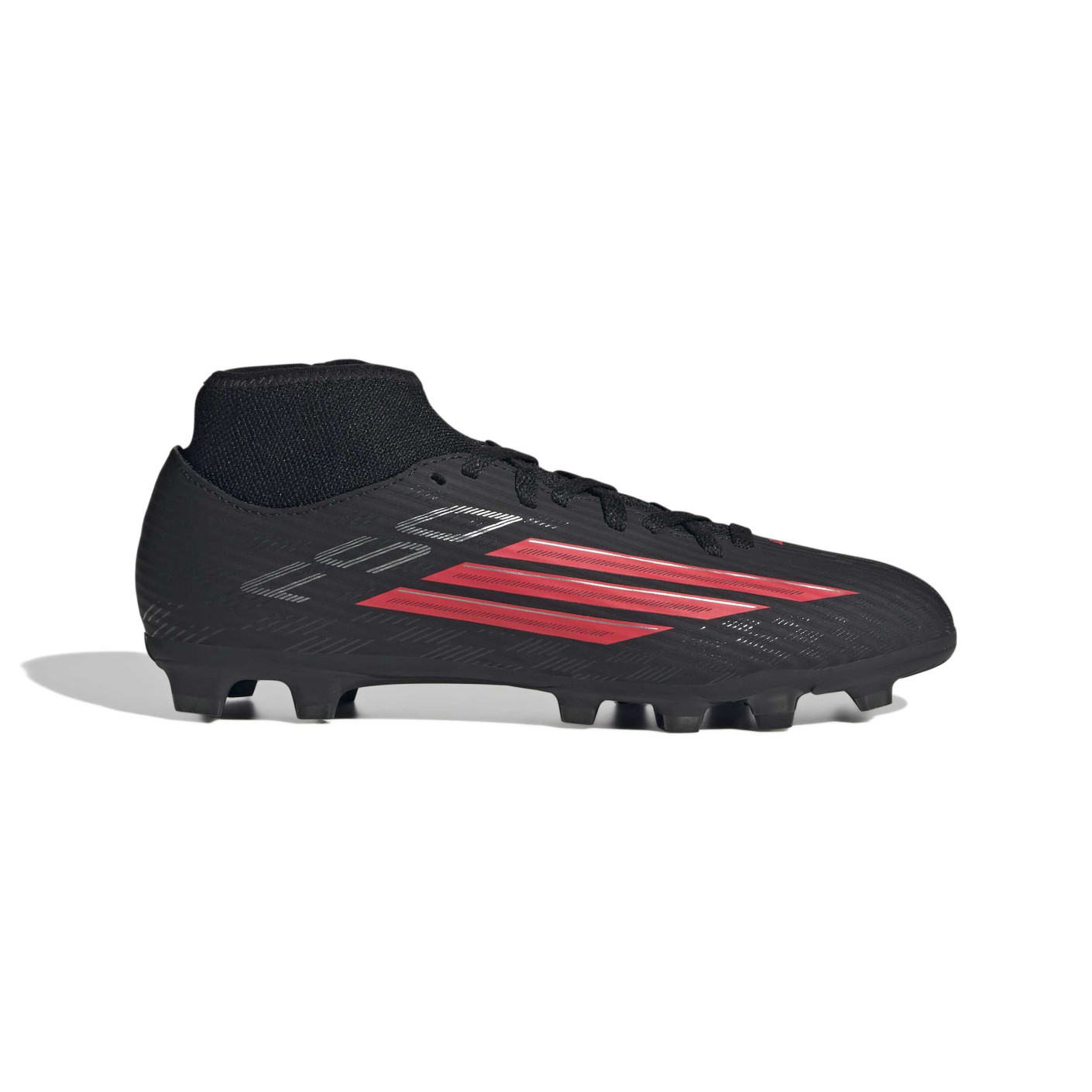 adidas F50 Club Mid Gras/Football Boots (MG) Kids Black Red Dark Grey