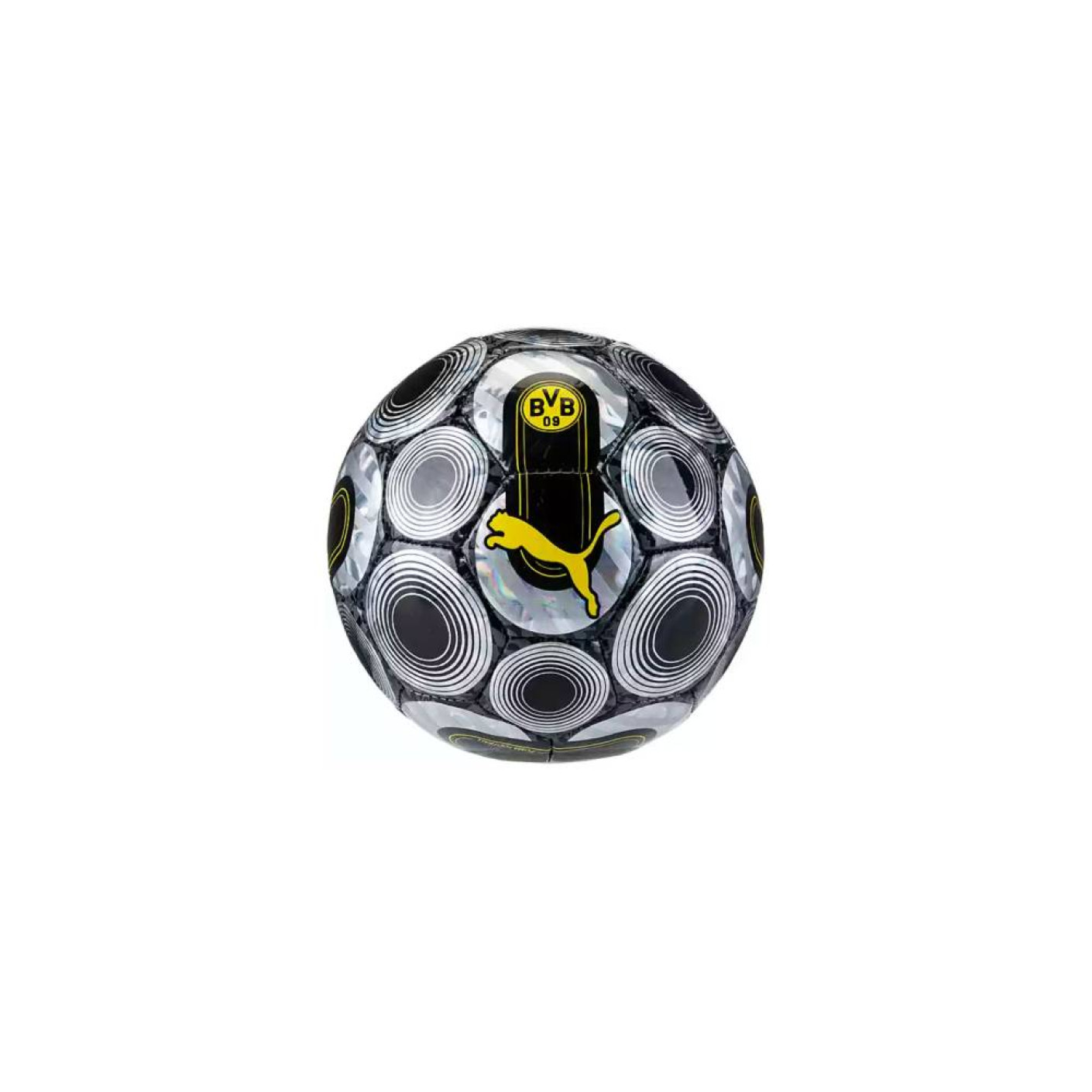 PUMA Borussia Dortmund Culture+ Mini Voetbal Maat 1 Zwart Zilver Geel