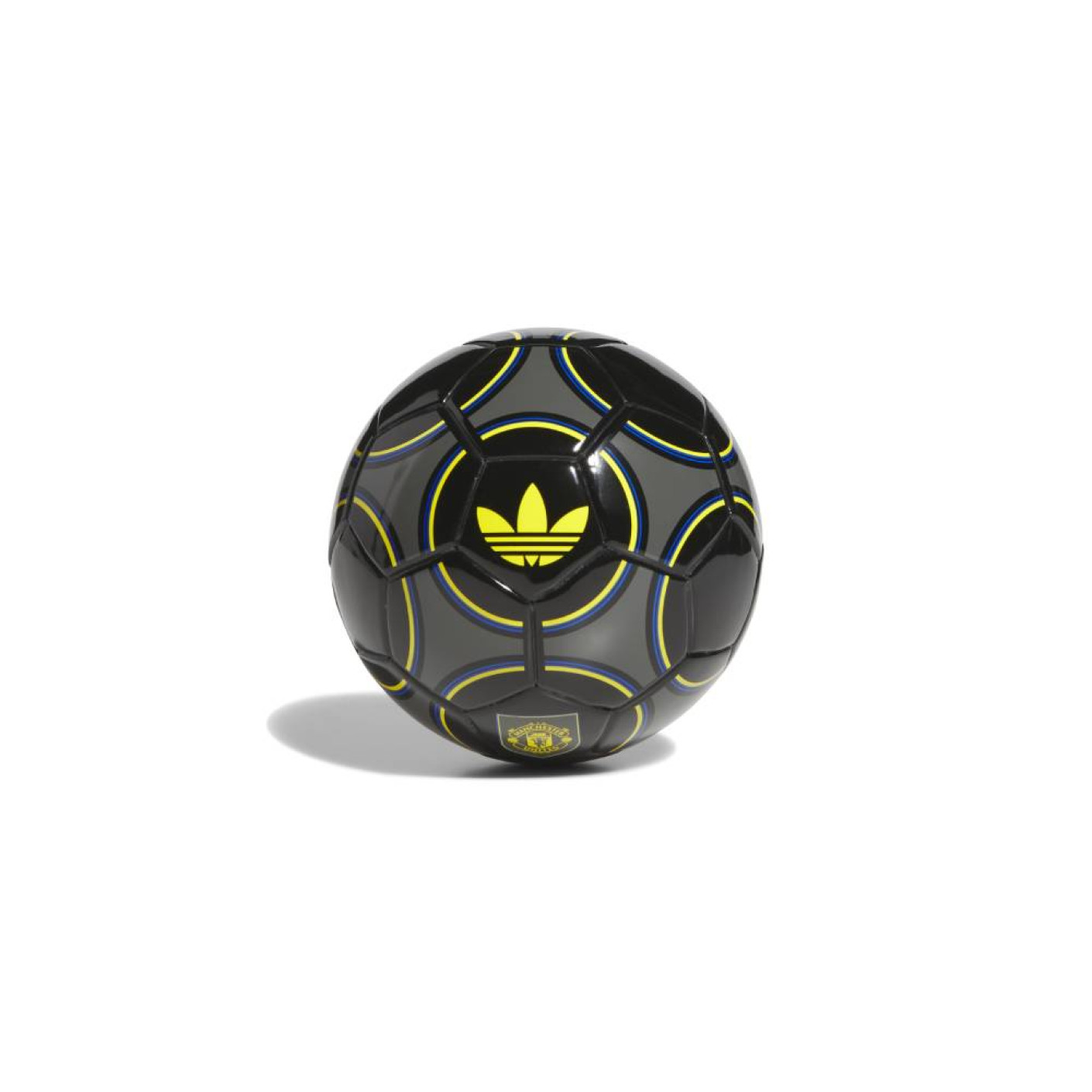 adidas Manchester United Mini Football Size 1 Black Yellow Blue
