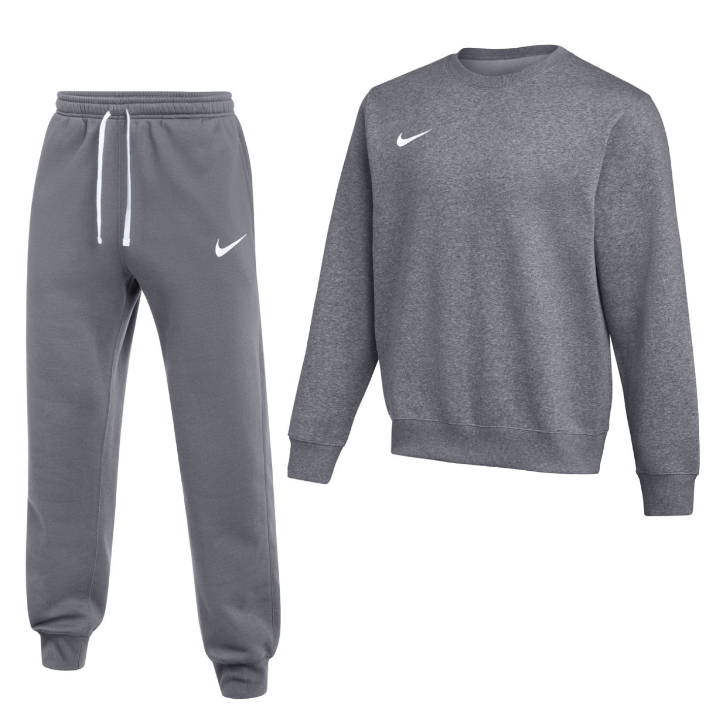 Nike Park 26 Fleece Crew Jogging Suit Dark Grey White