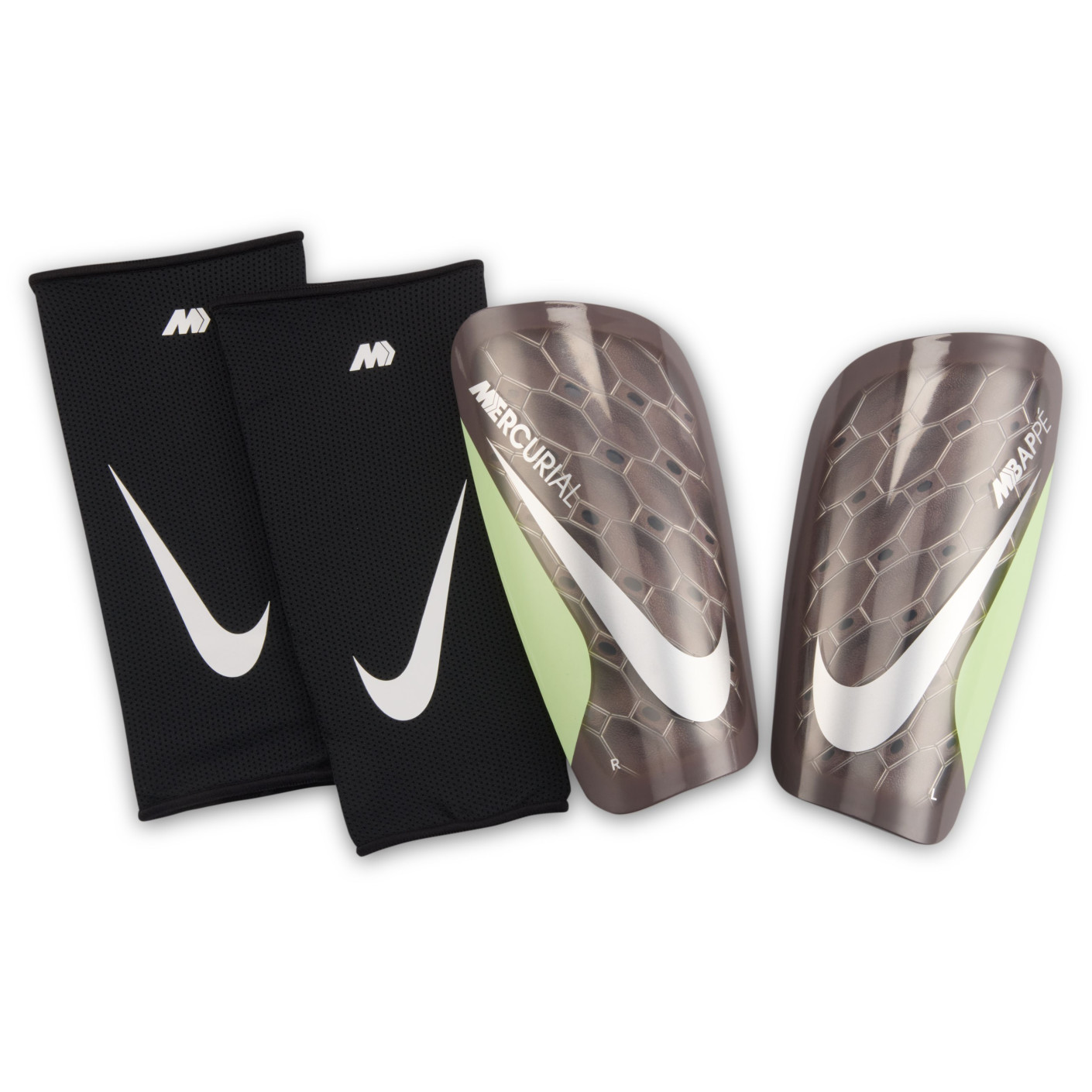 Nike Mercurial Lite Mbappé Shin Guards Brown Neon Yellow Silver