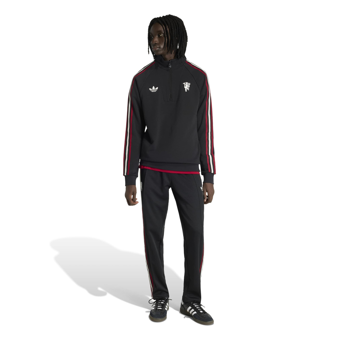 adidas Manchester United Originals Trainingspak 1/4-Zip Zwart Wit Rood