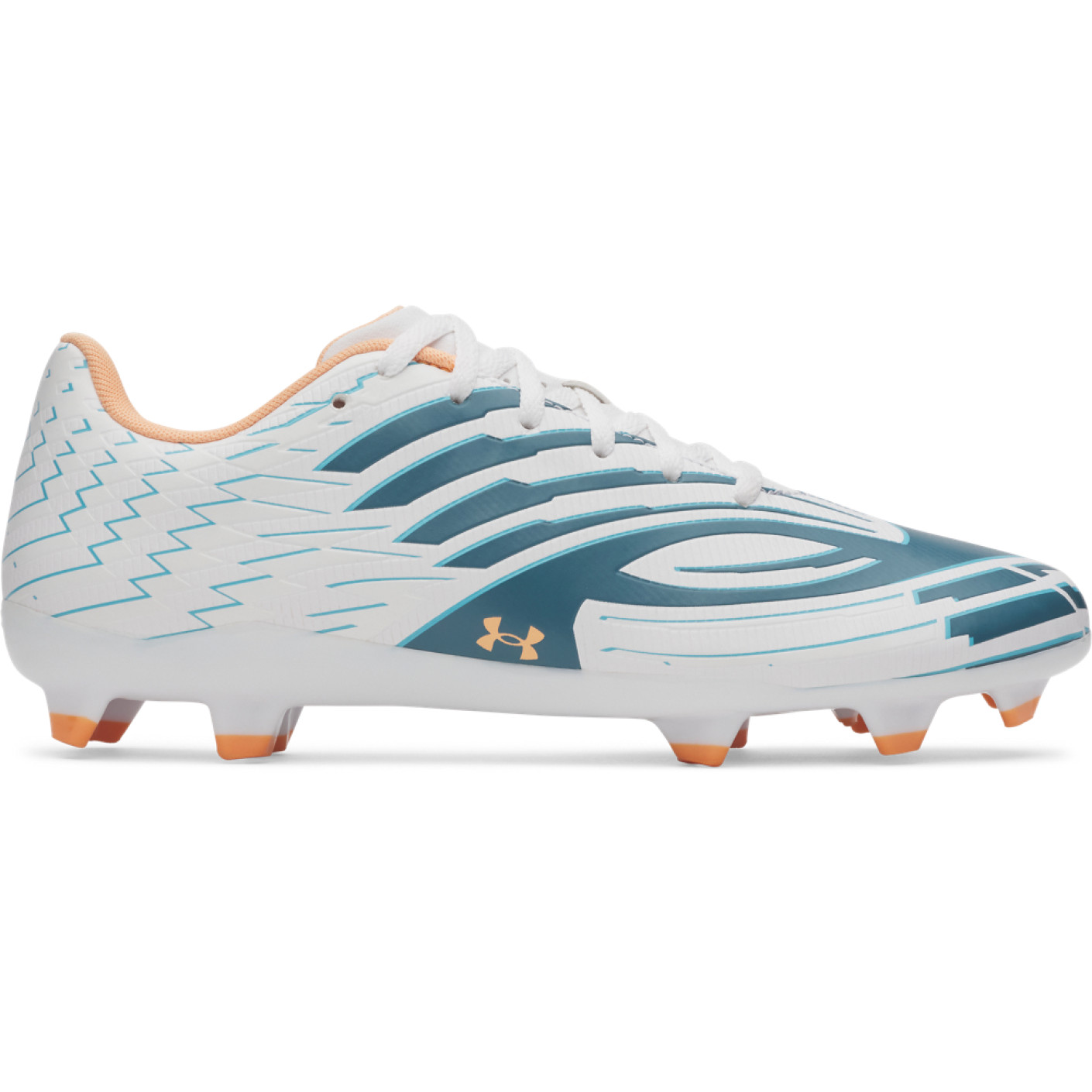 Under Armour Shadow Select 4 Gras Voetbalschoenen (FG) Wit Donkerblauw Azuurblauw Oranje