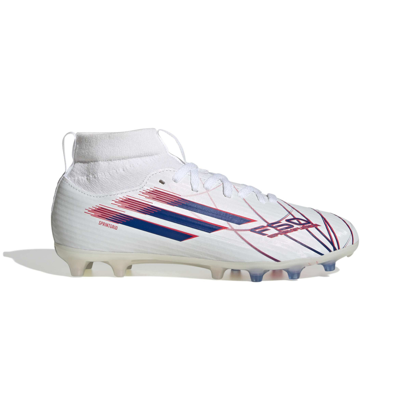 adidas F50 Sparkfusion League Gras / Kunstgras Voetbalschoenen (MG) Kids Wit Blauw Rood