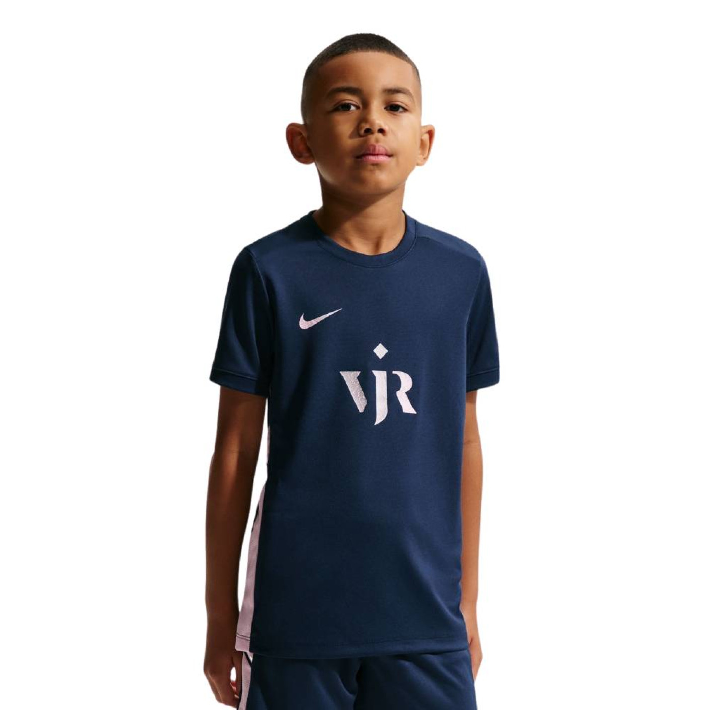 Nike Vinicius Jr Academy Training Shirt Kids Dark Blue Light Pink Silver