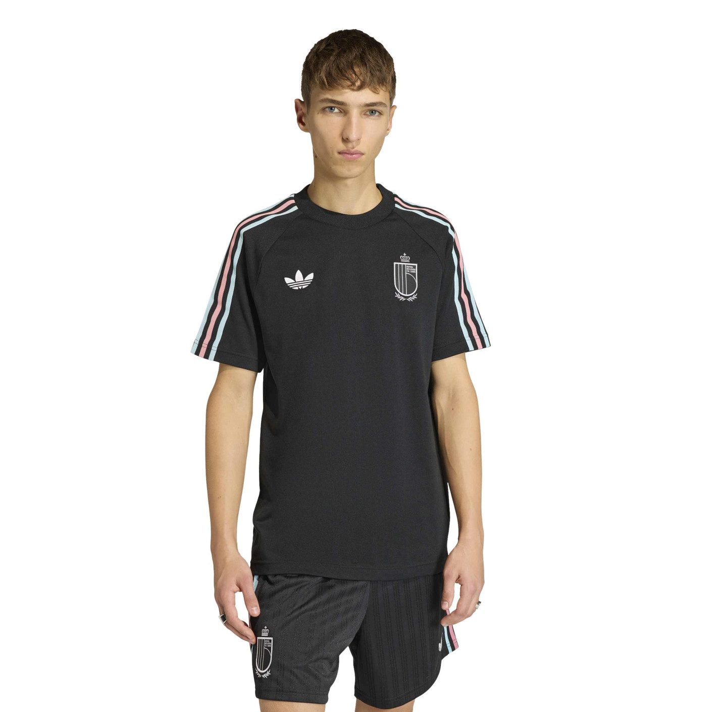 adidas België Originals T-Shirt Zwart Lichtblauw Roze