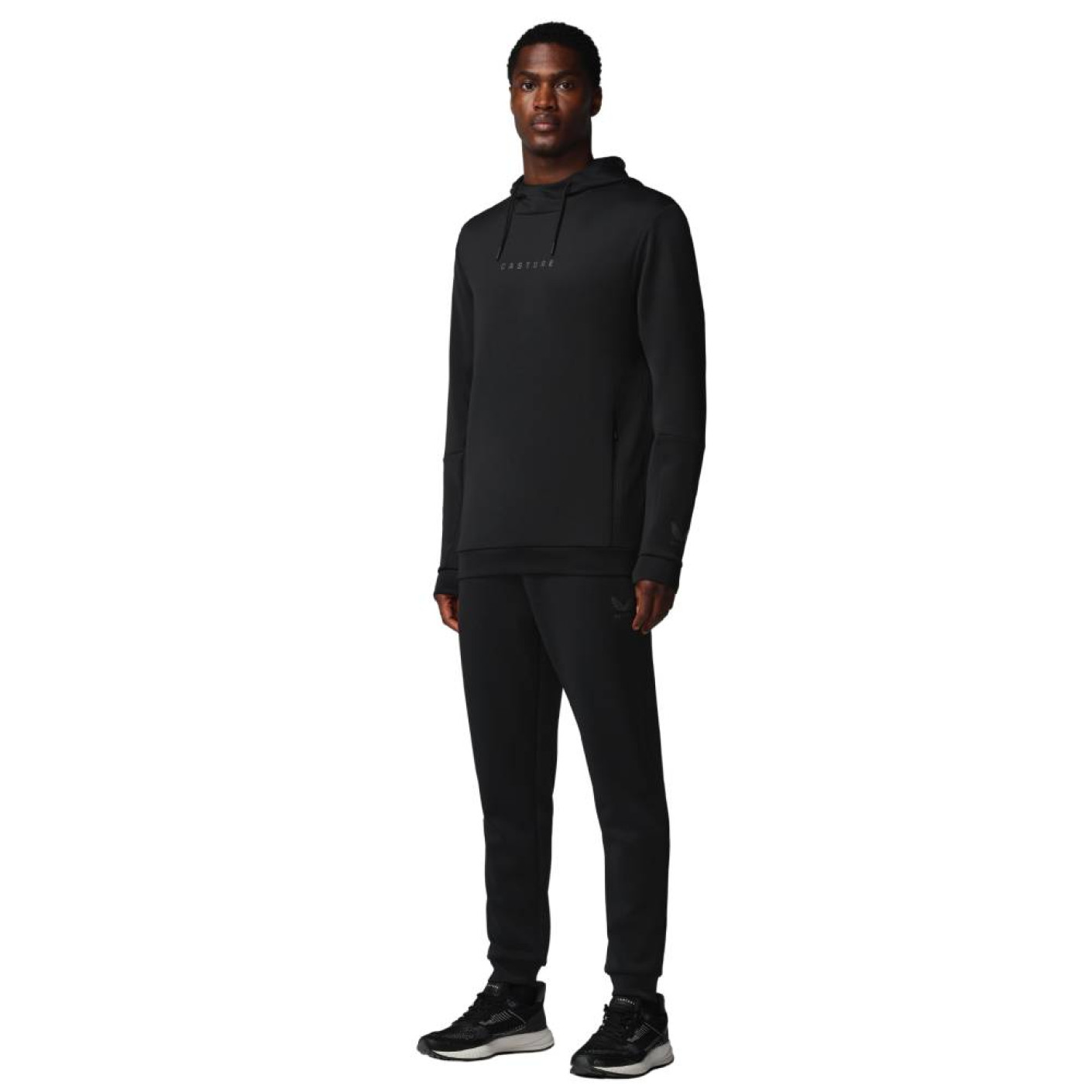 Castore Flex Lifestyle Joggingpak Hooded Zwart Donkergrijs