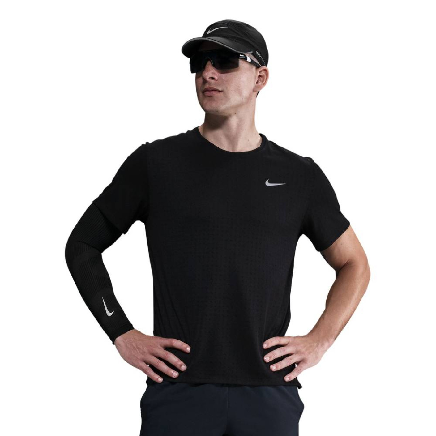 Nike Miler Breathe Trainingsshirt Zwart Zilver