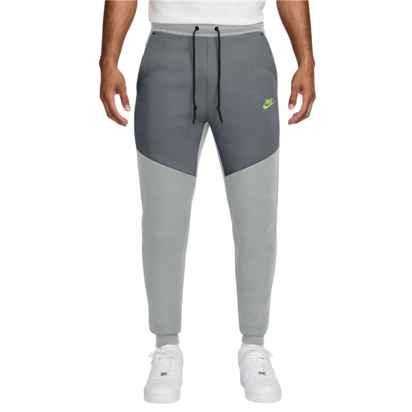Nike Tech Fleece Sportswear Sweat Pants Dark Grey Light Grey Bright Green