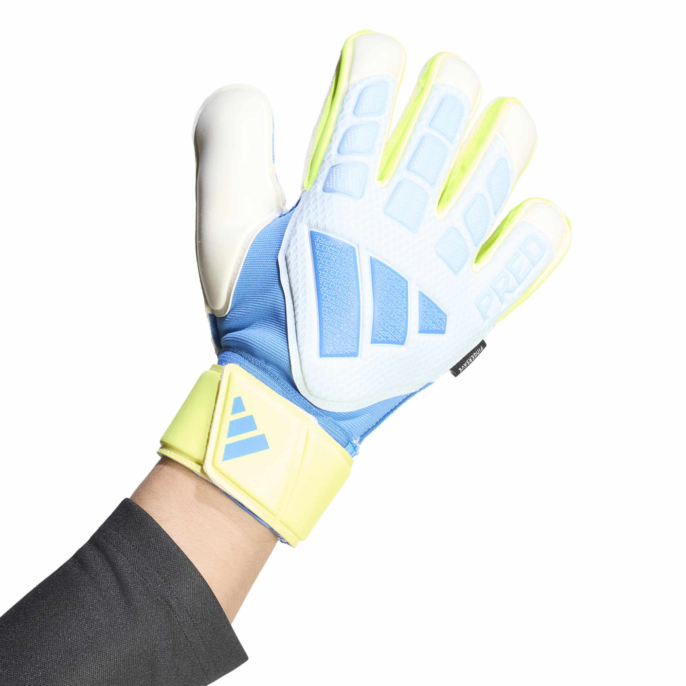 adidas Predator Match Fingersave Goalkeeper Gloves Light Blue Blue Neon Yellow