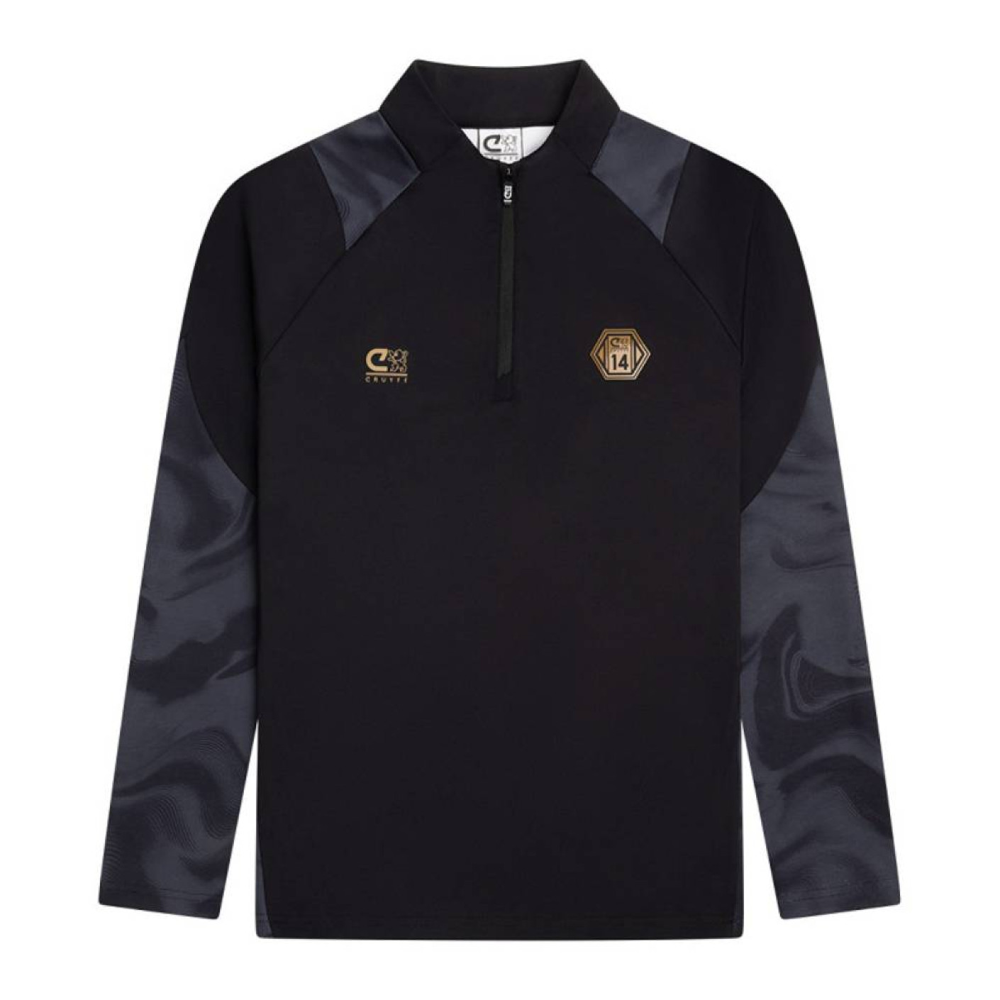 Cruyff Defense Training sweater 1/4-Zip Kids Black Dark Grey Gold
