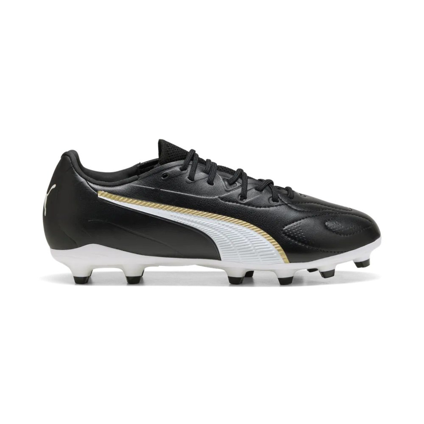 PUMA King 20 Match Gras / Kunstgras Voetbalschoenen (MG) Kids Zwart Wit Goud