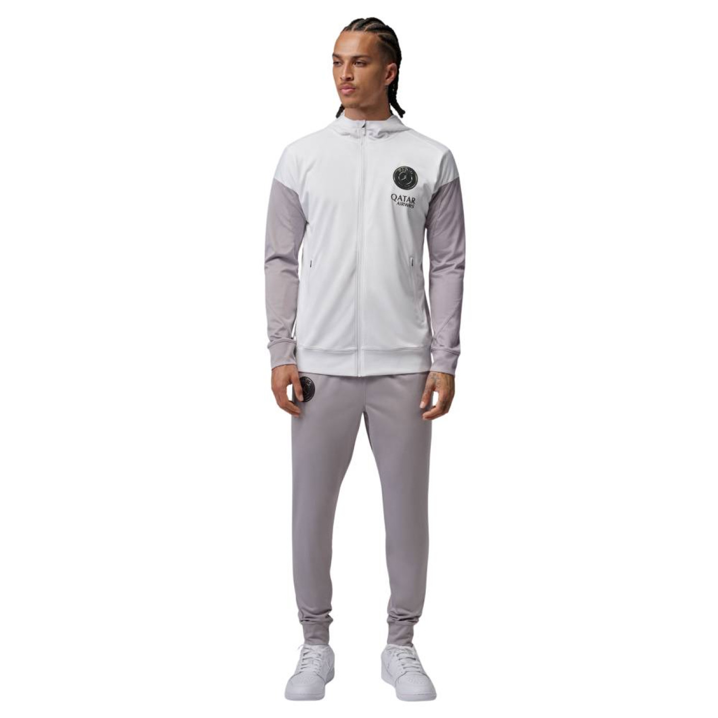 Nike Paris Saint-Germain Strike Hooded Full-Zip Tracksuit 2025-2026 White Grey Black