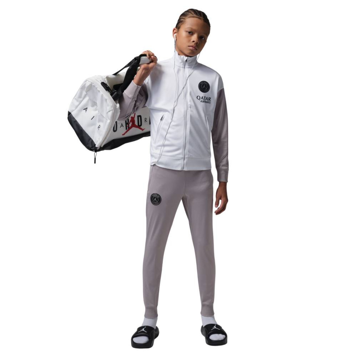 Nike Paris Saint-Germain x Jordan Strike 1/4-Zip Tracksuit 2025-2026 Kids White Grey Black