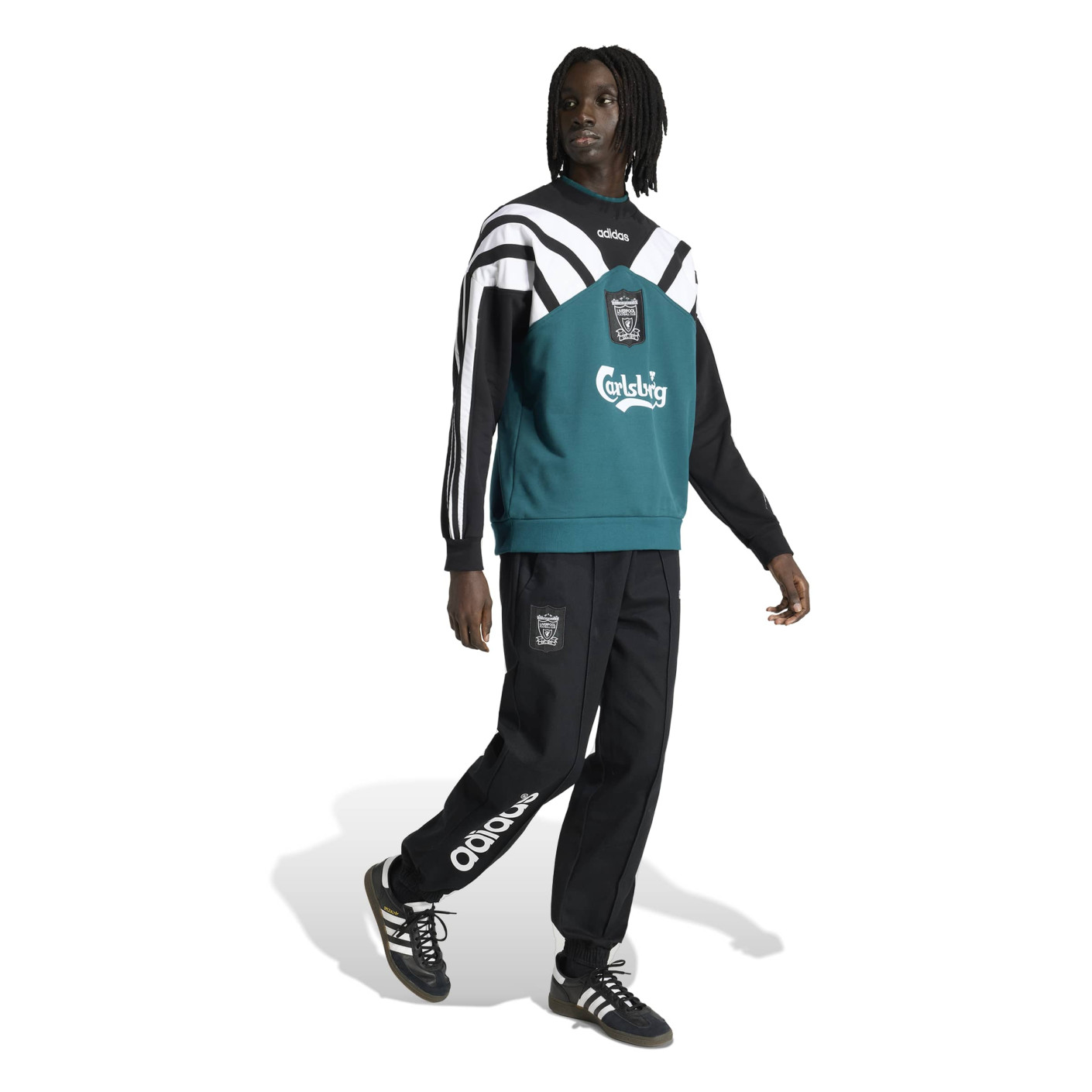 adidas Liverpool Crew Tracksuit 1995-1996 Black Green White