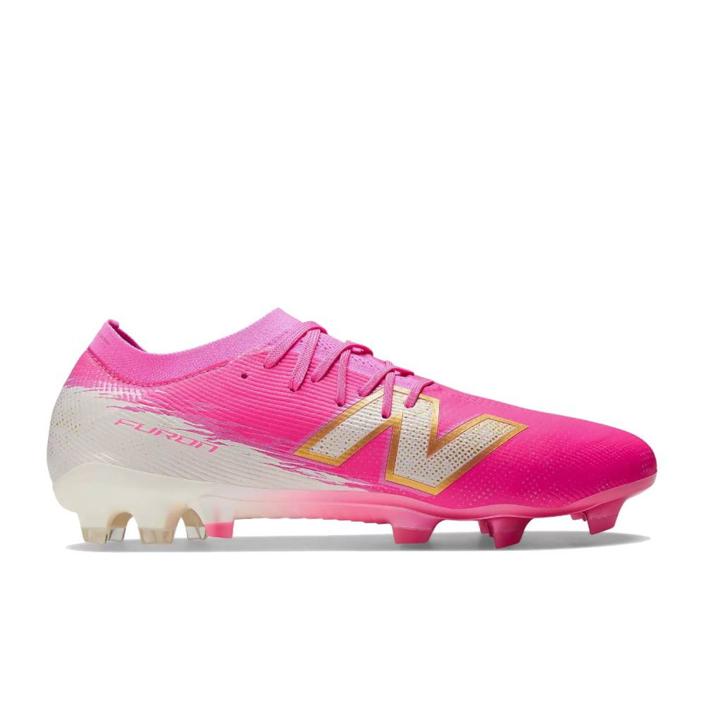 New Balance Furon V8 Elite Gras Voetbalschoenen (FG) Felroze Wit Goud