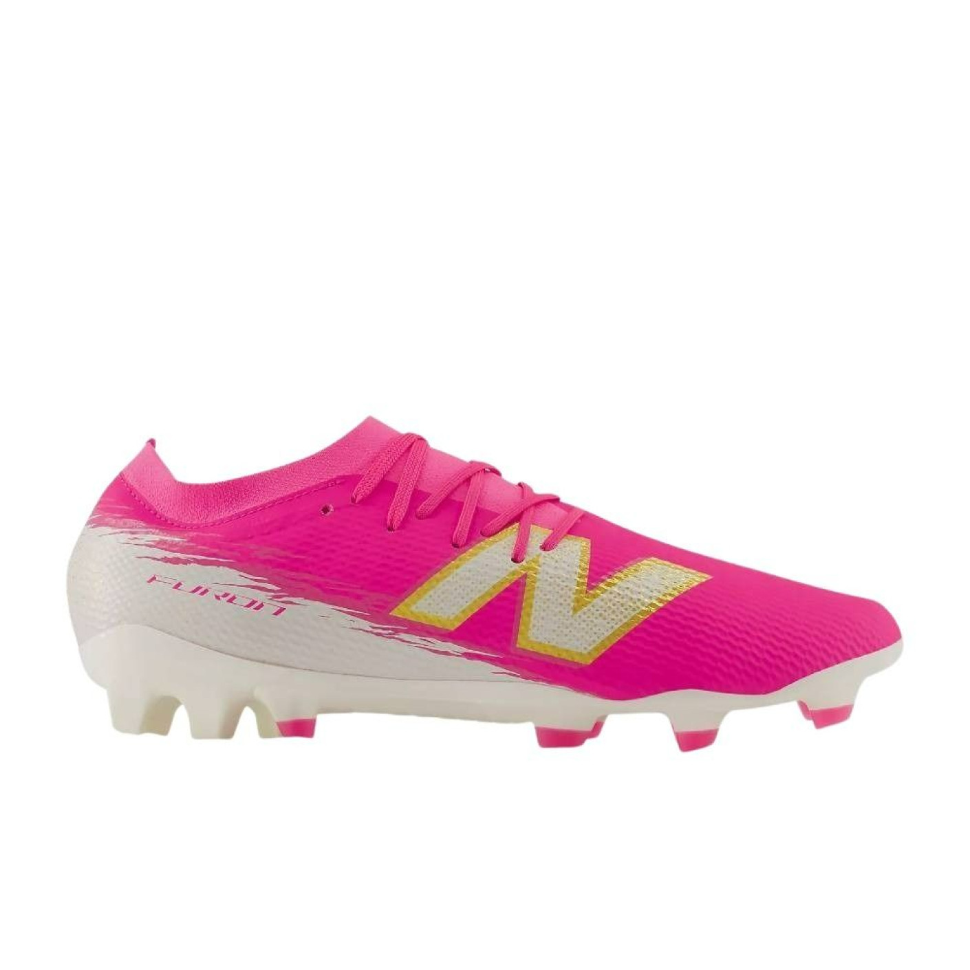 New Balance Furon V8 Team Gras Voetbalschoenen (FG) Felroze Wit Goud