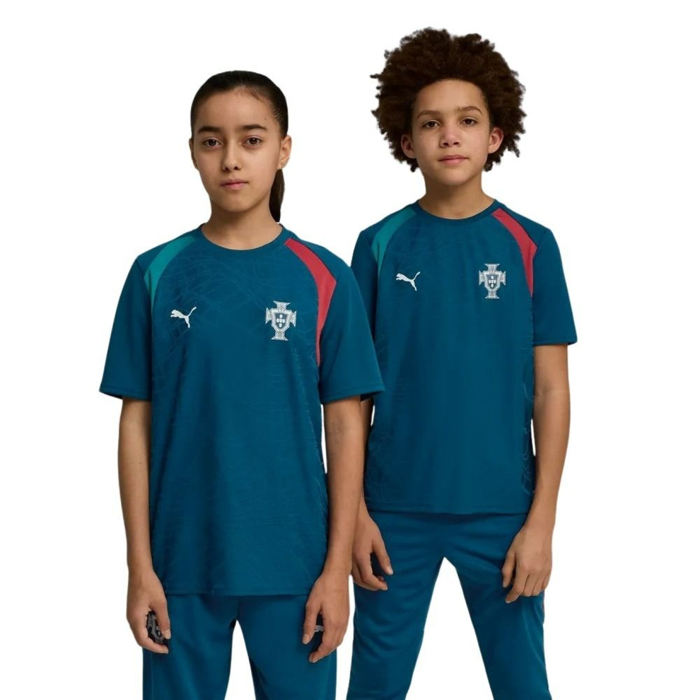 PUMA Portugal Trainingsshirt 2026-2028 Kids Blauwgroen Wit
