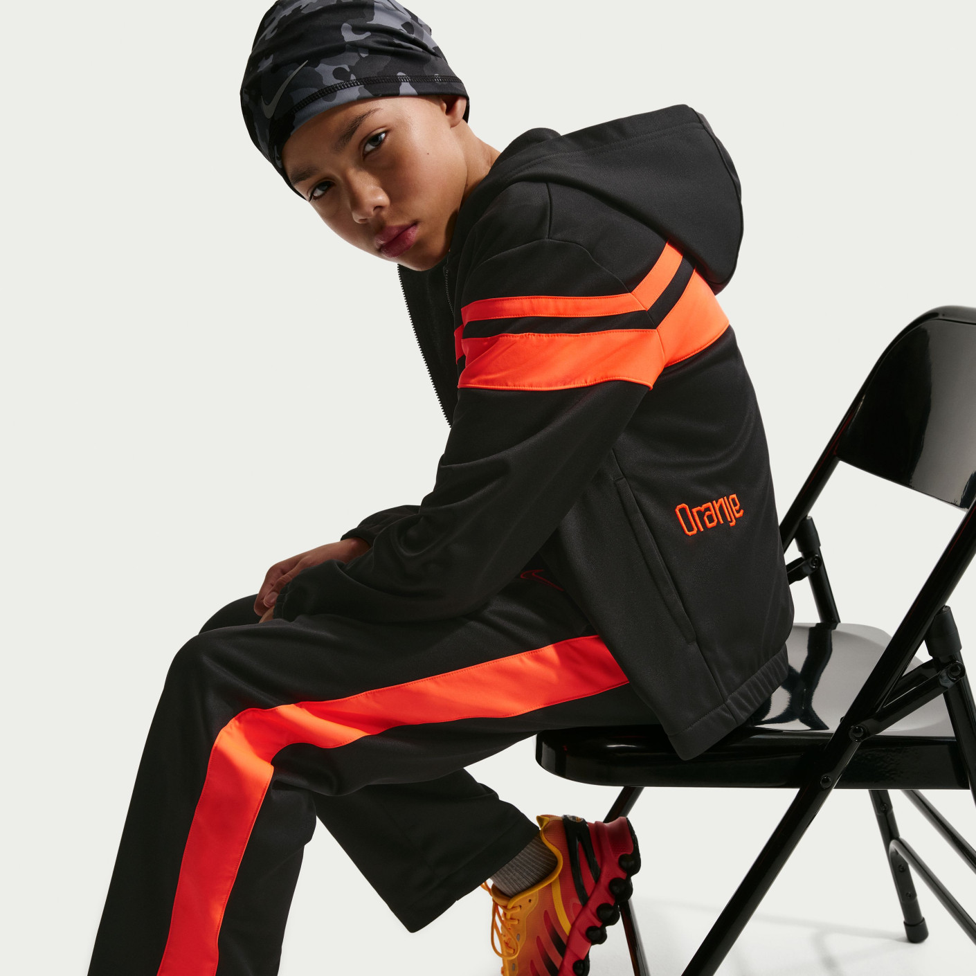 Nike Netherlands Full-Zip Tracksuit 2026-2028 Kids Black Orange