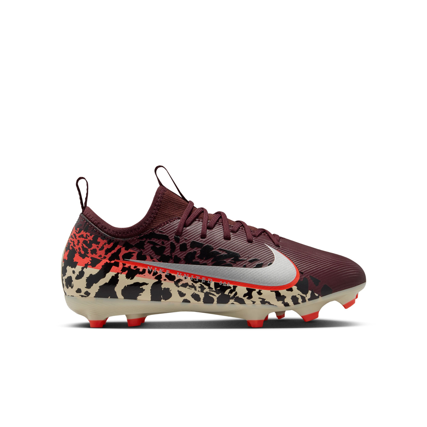 Nike Zoom Mercurial Vapor 16 Academy Gras / Kunstgras Voetbalschoenen (MG) Kids Bordeauxrood Zilver Oranje
