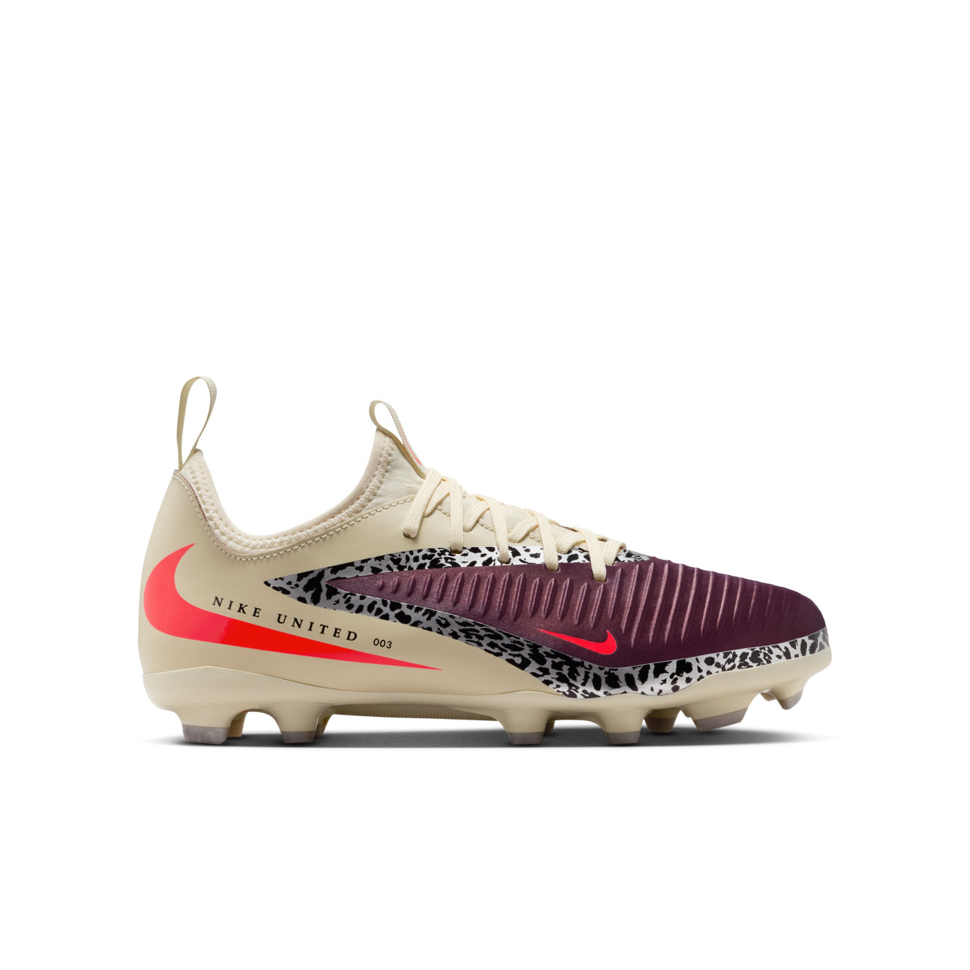 Nike Phantom 6 Low Academy Gras / Kunstgras Voetbalschoenen (MG) Kids Gebroken Wit Bordeauxrood Rood