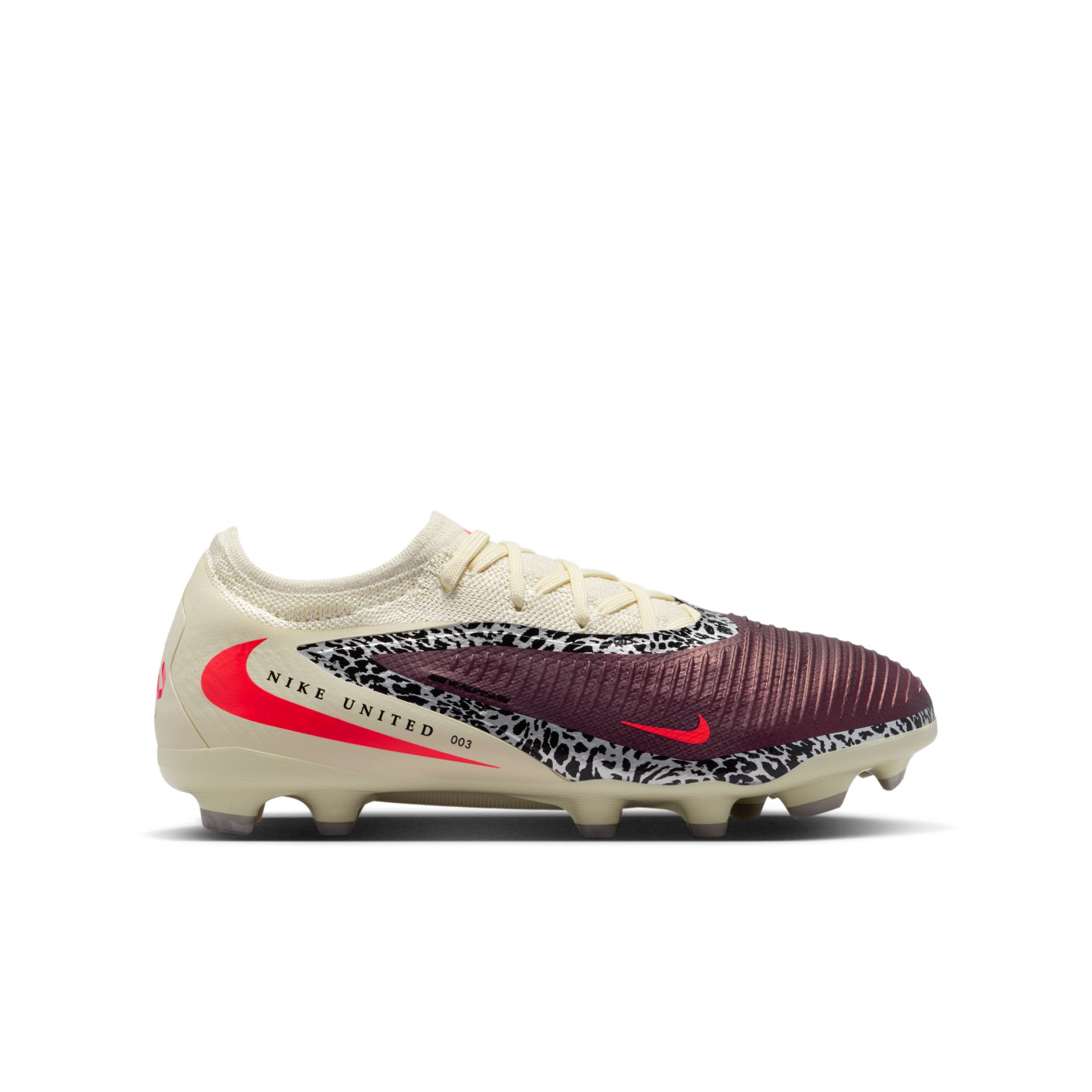 Nike Phantom 6 Low Pro Gras / Kunstgras Voetbalschoenen (MG) Kids Gebroken Wit Bordeauxrood Rood
