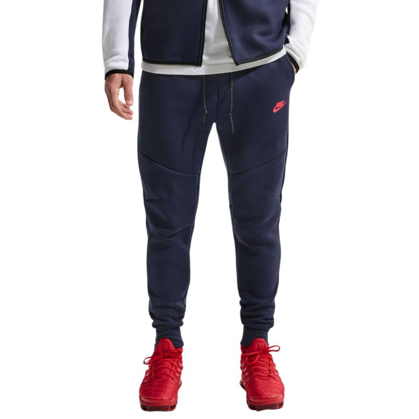 Nike Tech Fleece Sportswear Sweat Pants Dark Blue Bright Red