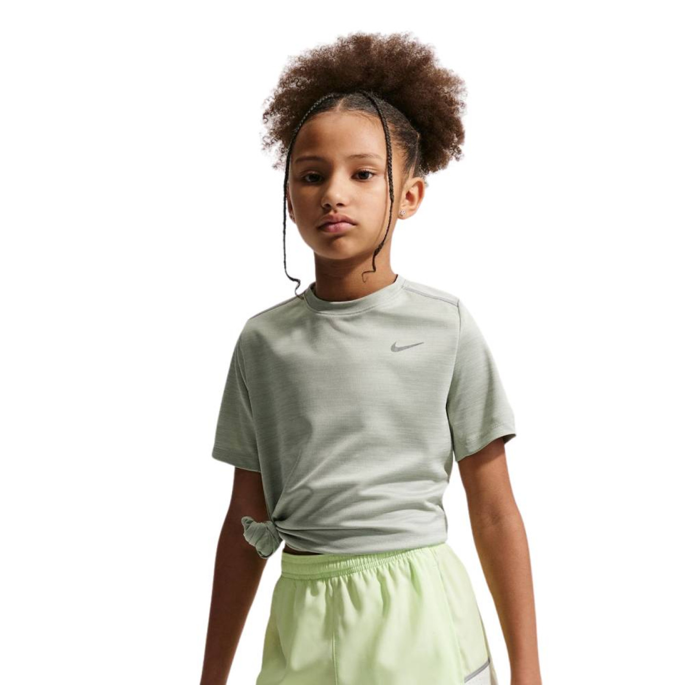 Nike Miler Trainingsshirt Kids Grijsgroen Grijs