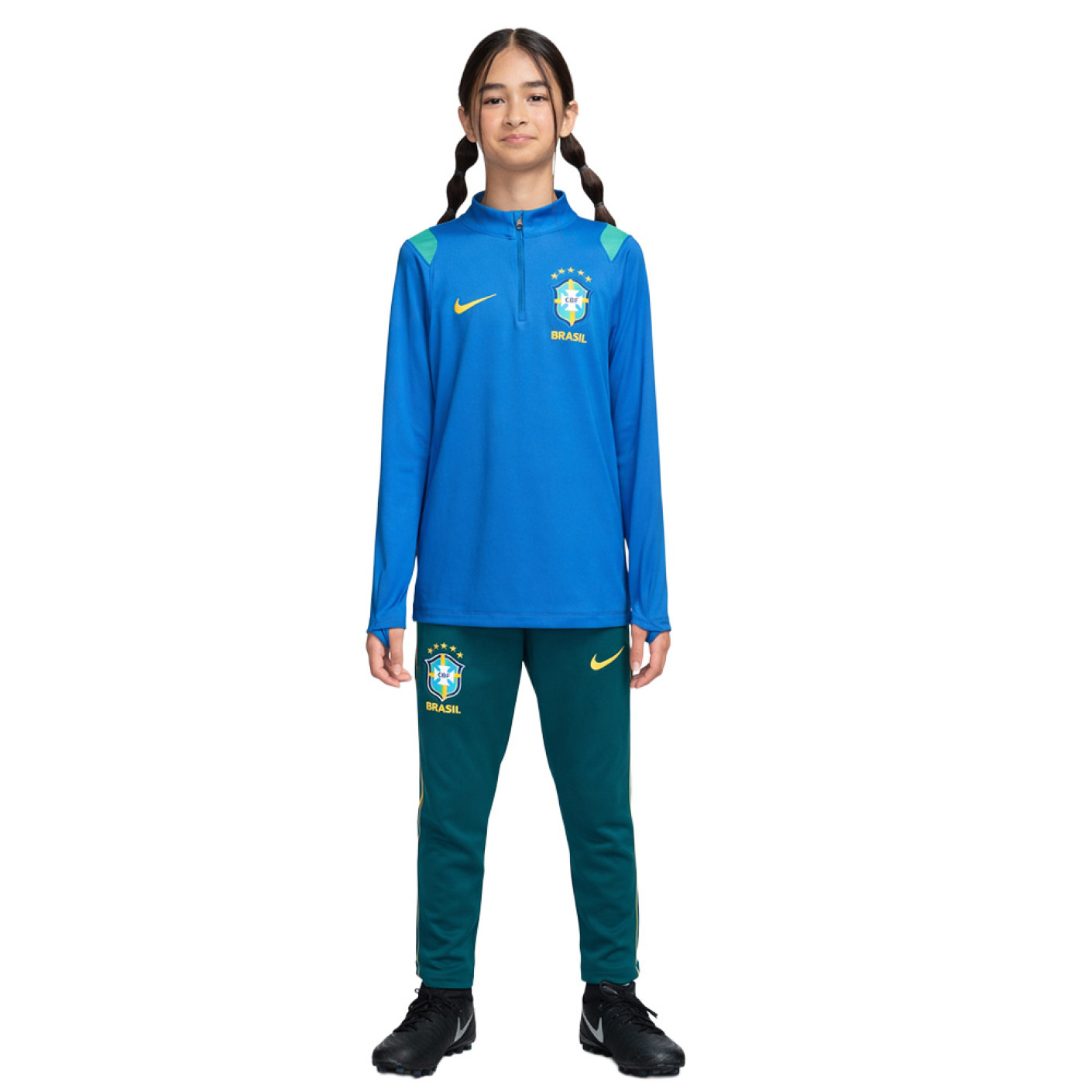 Nike Brazil Academy Pro 1/4-Zip Tracksuit 2026-2028 Kids Blue Green Yellow