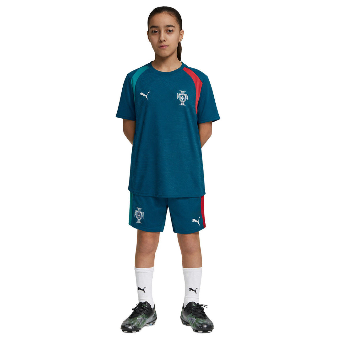 PUMA Portugal Trainingsset 2026-2028 Kids Blauwgroen Wit