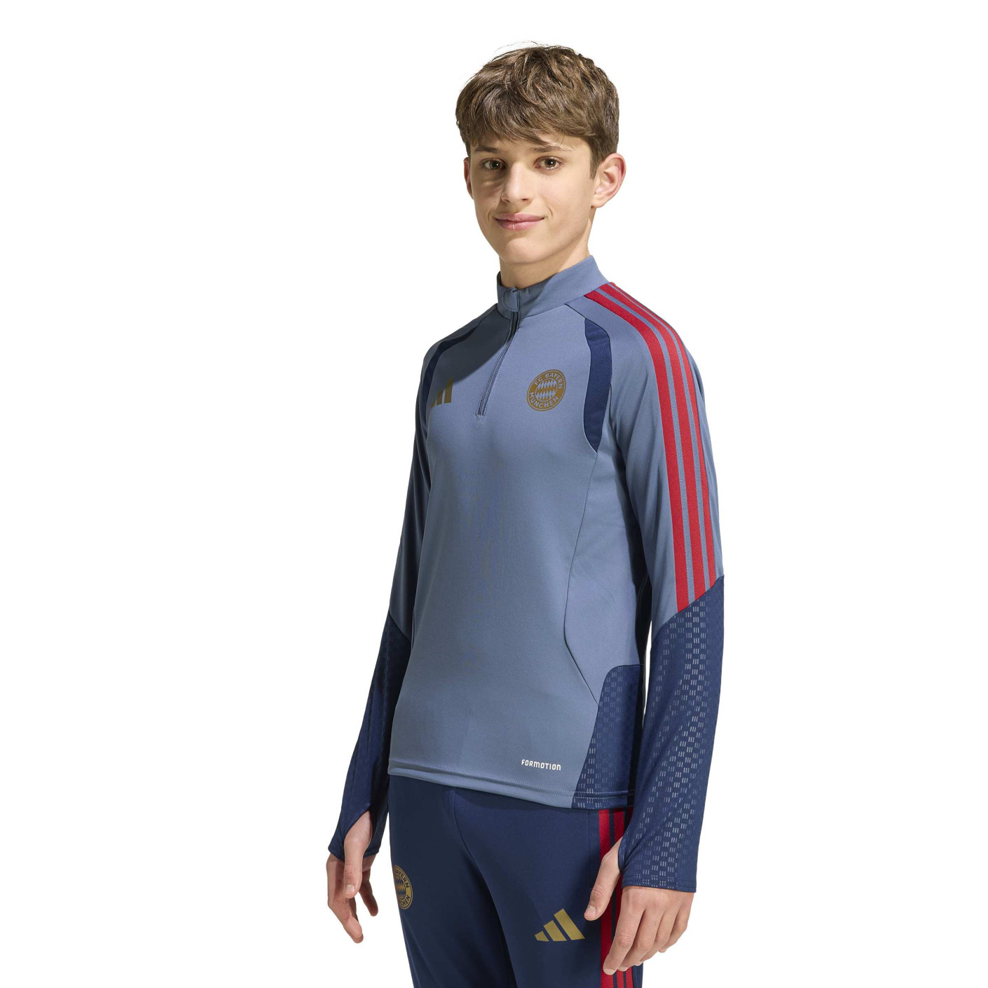 adidas Bayern Munich Training sweater 1/4-Zip 2026-2027 Kids Dark Blue Red Gold