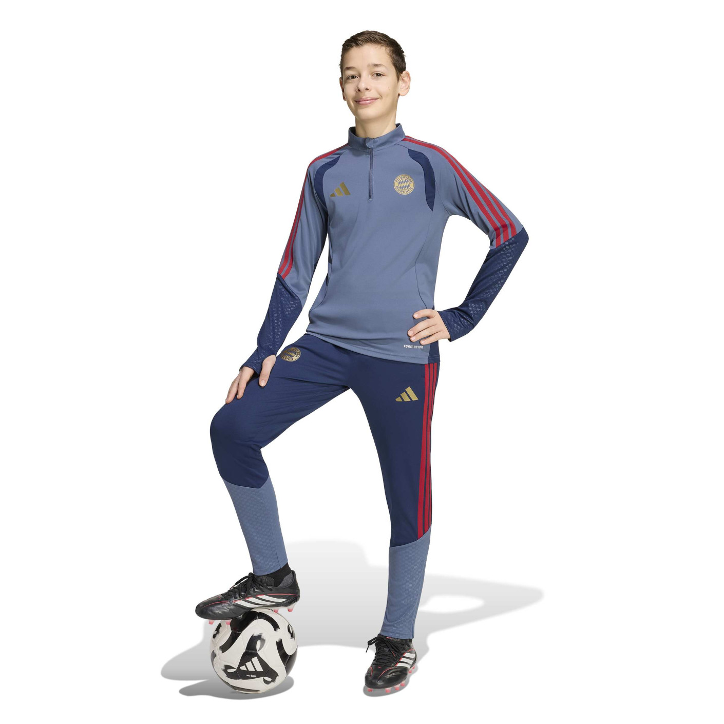 adidas Bayern Munich Tracksuit 1/4-Zip 2026-2027 Kids Dark Blue Red Gold