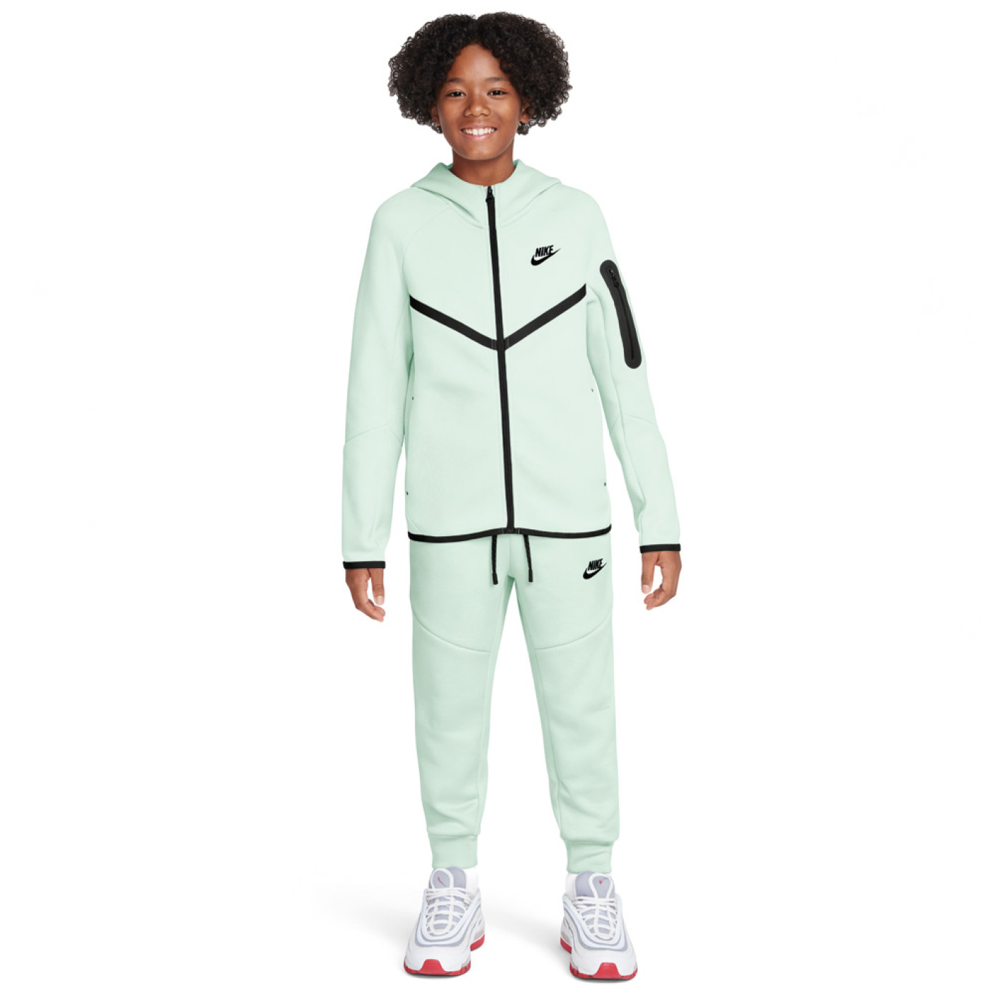 Nike Tech Fleece Sportswear Tracksuit Kids Light Green Black