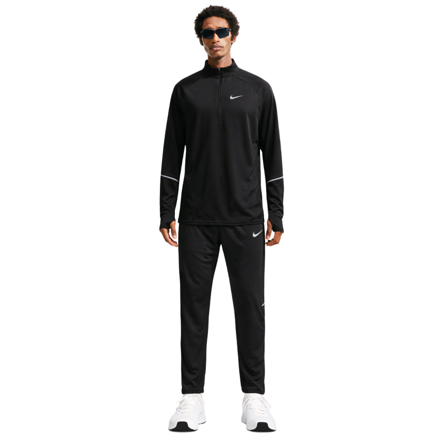 Nike Miler UV Tracksuit 1/4-Zip Black Silver