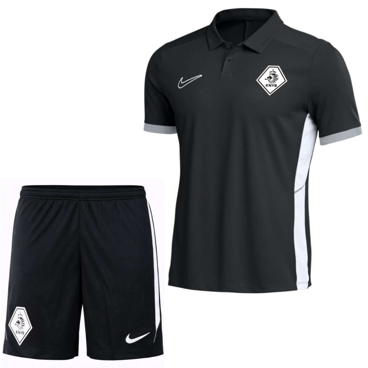 Nike KNVB Scheidsrechters Polo Trainingsset 2026-2028 Zwart Wit