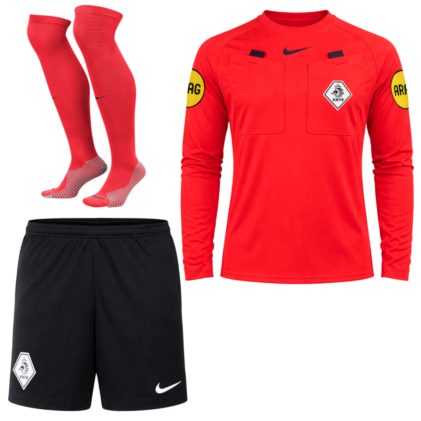 Nike KNVB Referee Kit 2026-2028 Long Sleeves Bright Red Black