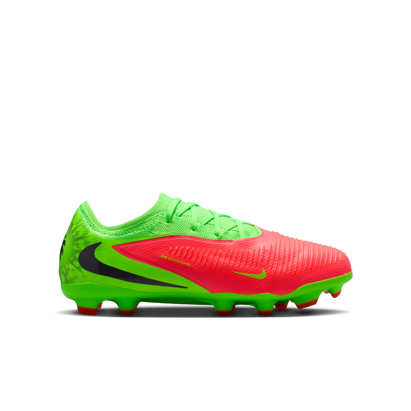 Nike Phantom 6 Low Haaland Pro Gras / Kunstgras Voetbalschoenen (MG) Kids Felgroen Rood Zwart