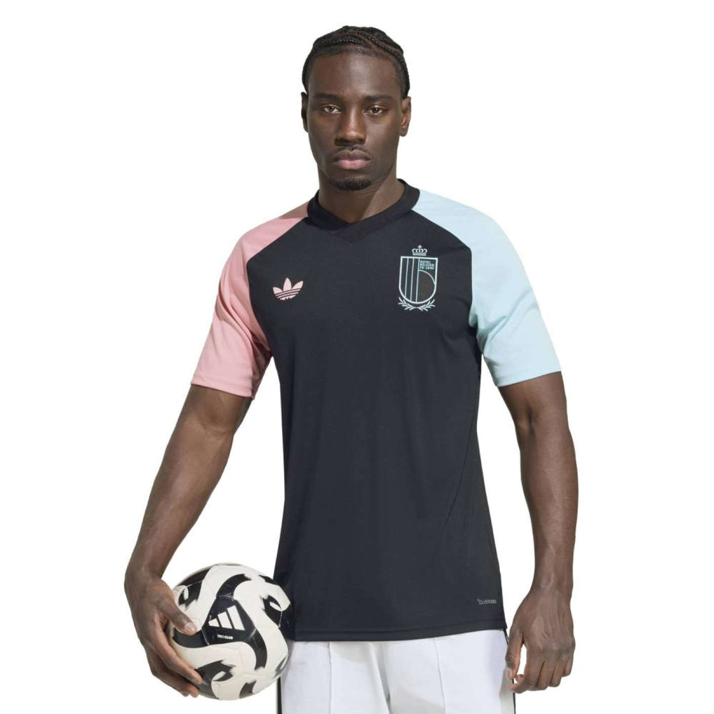 adidas België Pre-Match Trainingsshirt 2026-2028 Zwart Lichtblauw Roze