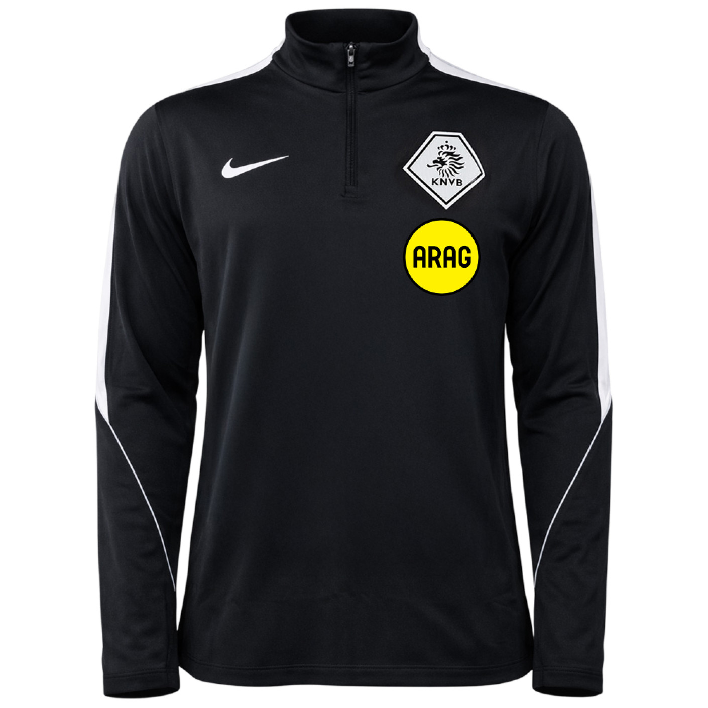 Nike KNVB ARAG Scheidsrechters Trainingstrui 1/4-Zip 2026-2028 Zwart Wit