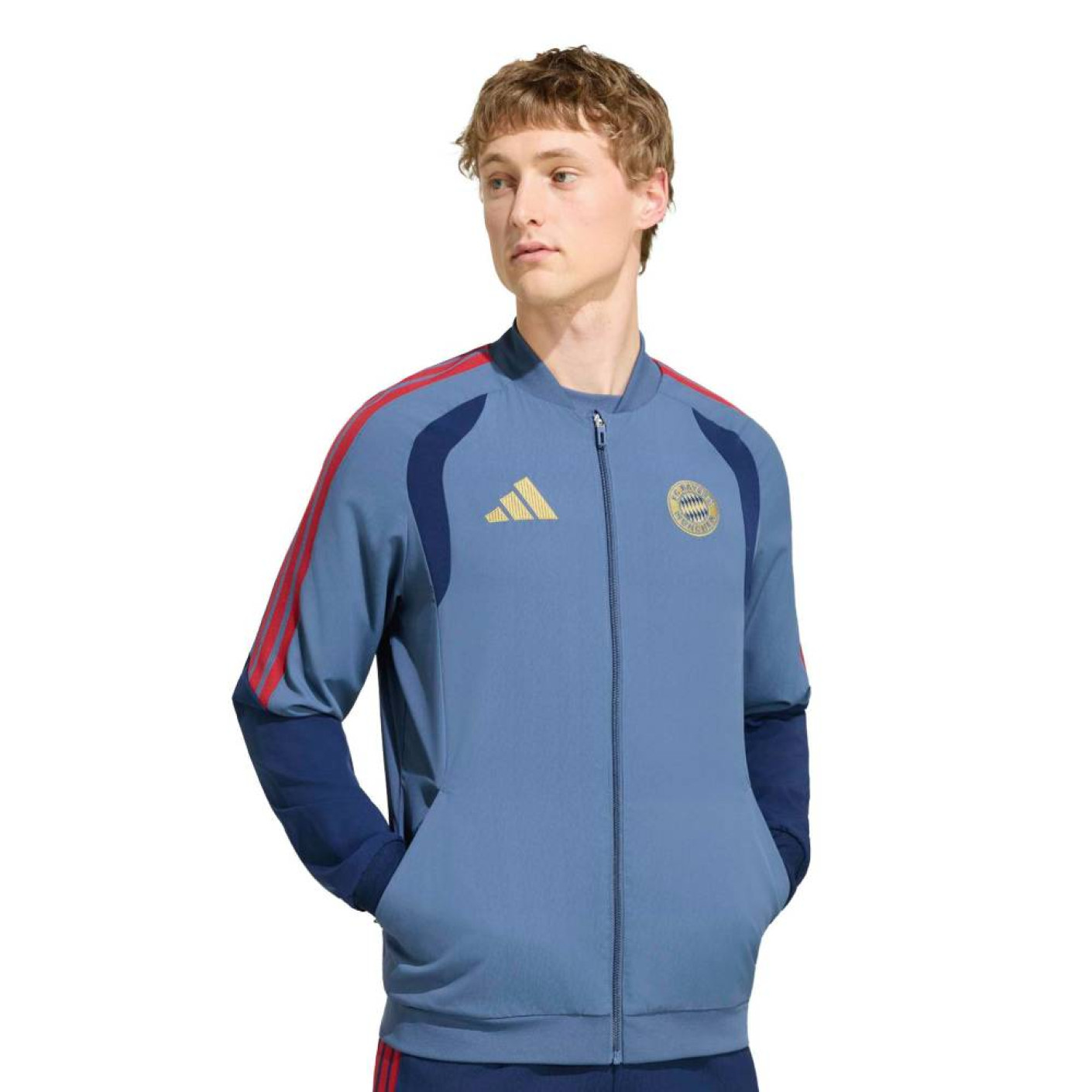 adidas Bayern Munich Presentation Training Jacket 2026-2027 Dark Blue Red Gold