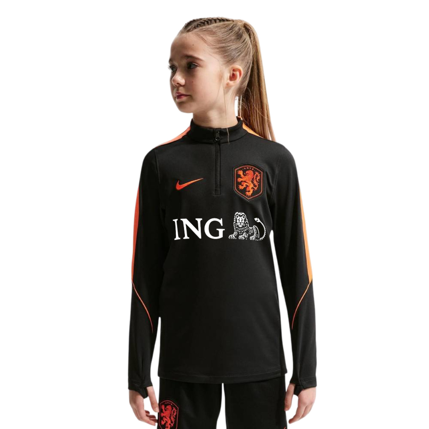 Nike Netherlands Strike Training sweater 1/4-Zip 2026-2028 Kids Black Orange