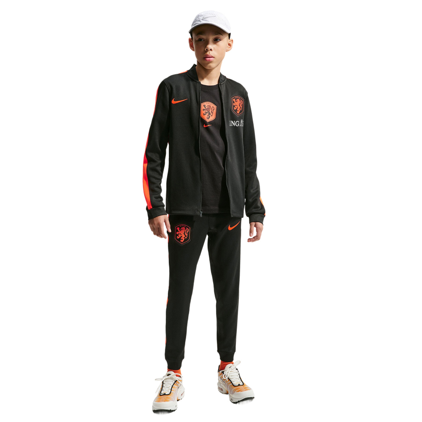 Nike Netherlands Strike Full-Zip Tracksuit 2026-2028 Kids Black Orange