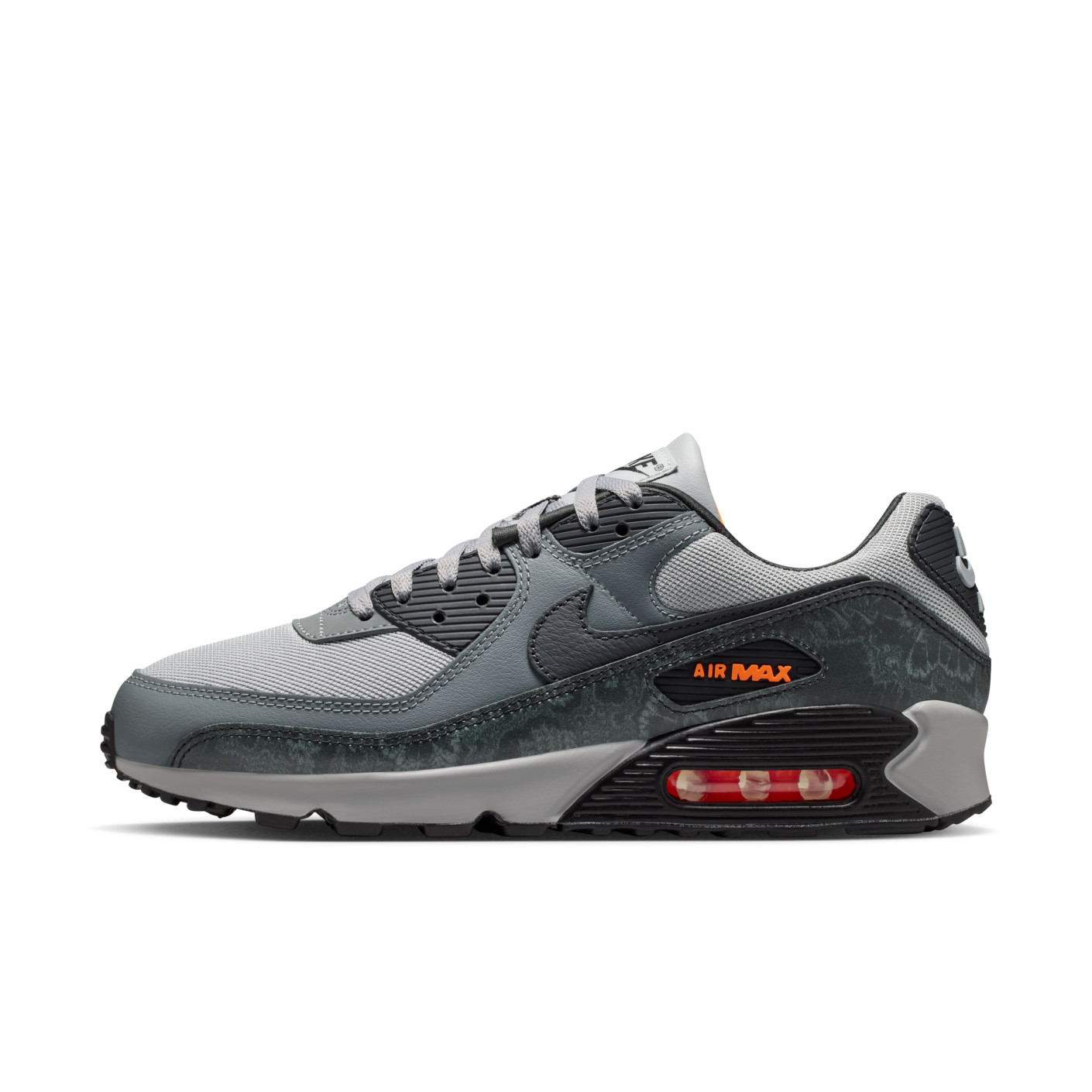 Nike Air Max 90 Premium Sneakers Grijs Zwart Smoke Grey Oranje