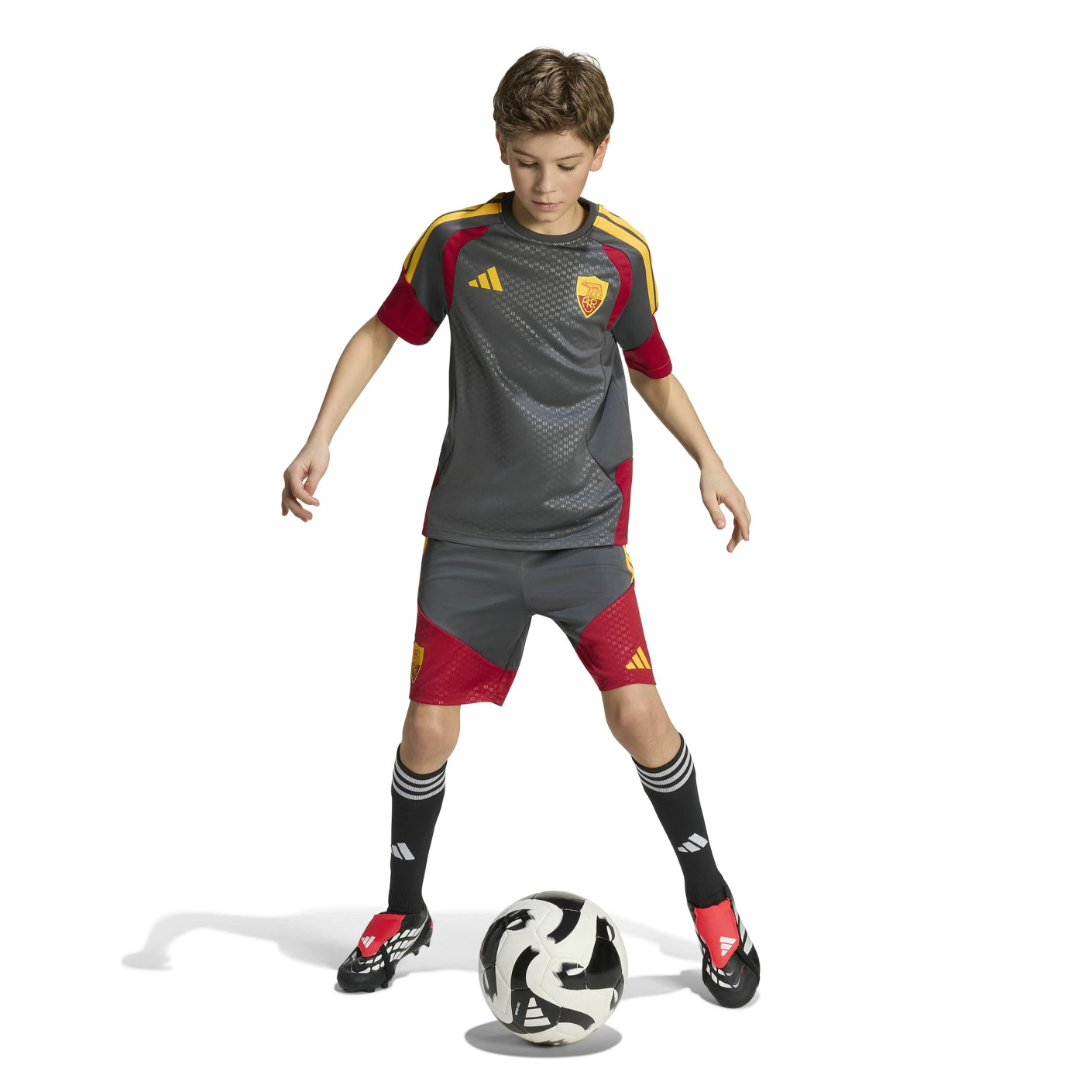 adidas AS Roma Training Set 2026-2027 Kids Dark Grey Red Orange