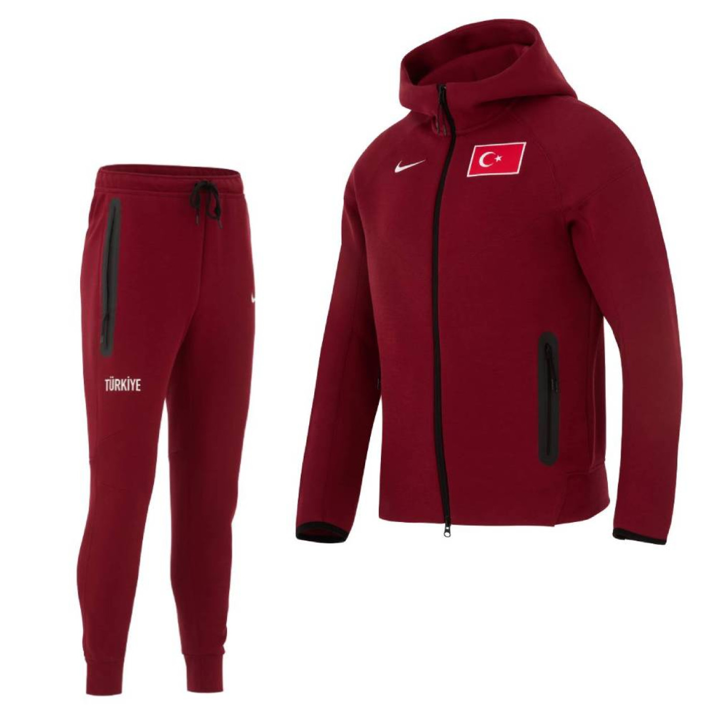 Nike Turkije Tech Fleece Trainingspak 2026-2028 Rood Zwart