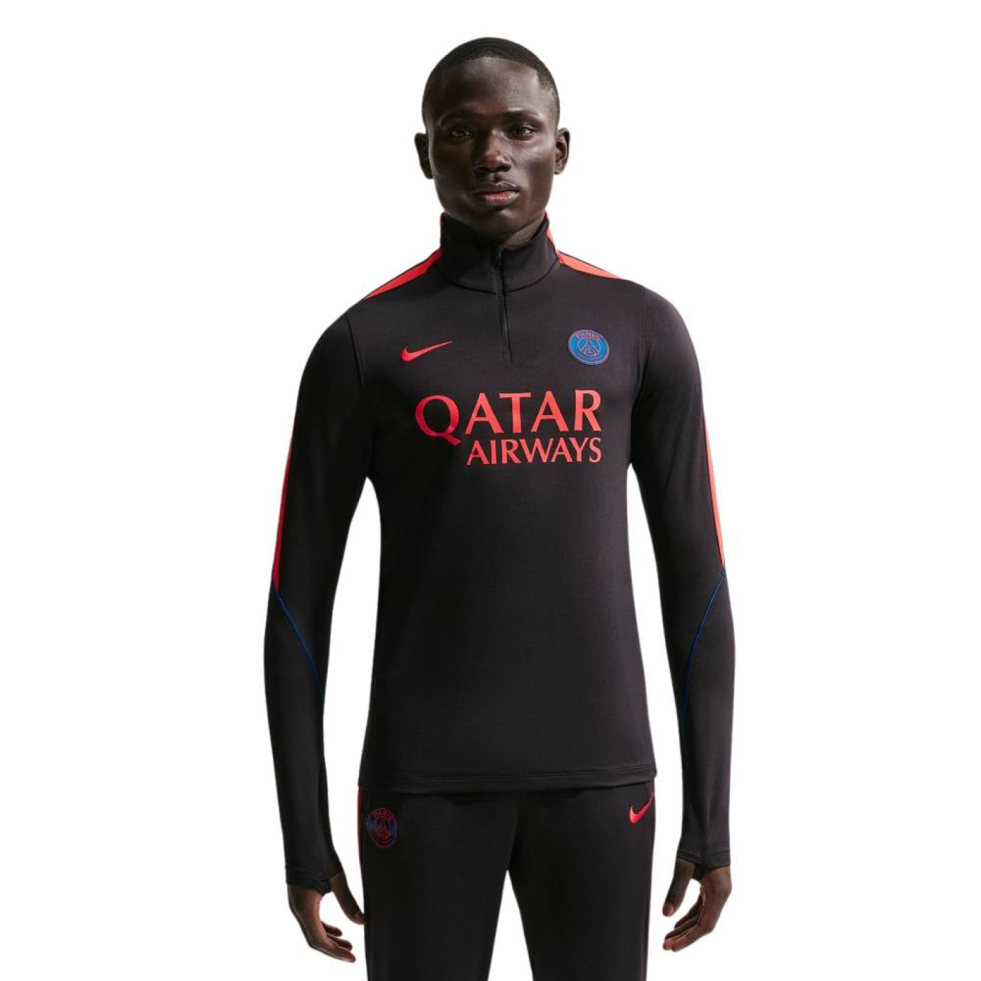 Nike Paris Saint-Germain Strike Trainingstrui 1/4-Zip 2026-2027 Zwart Felrood Donkerblauw