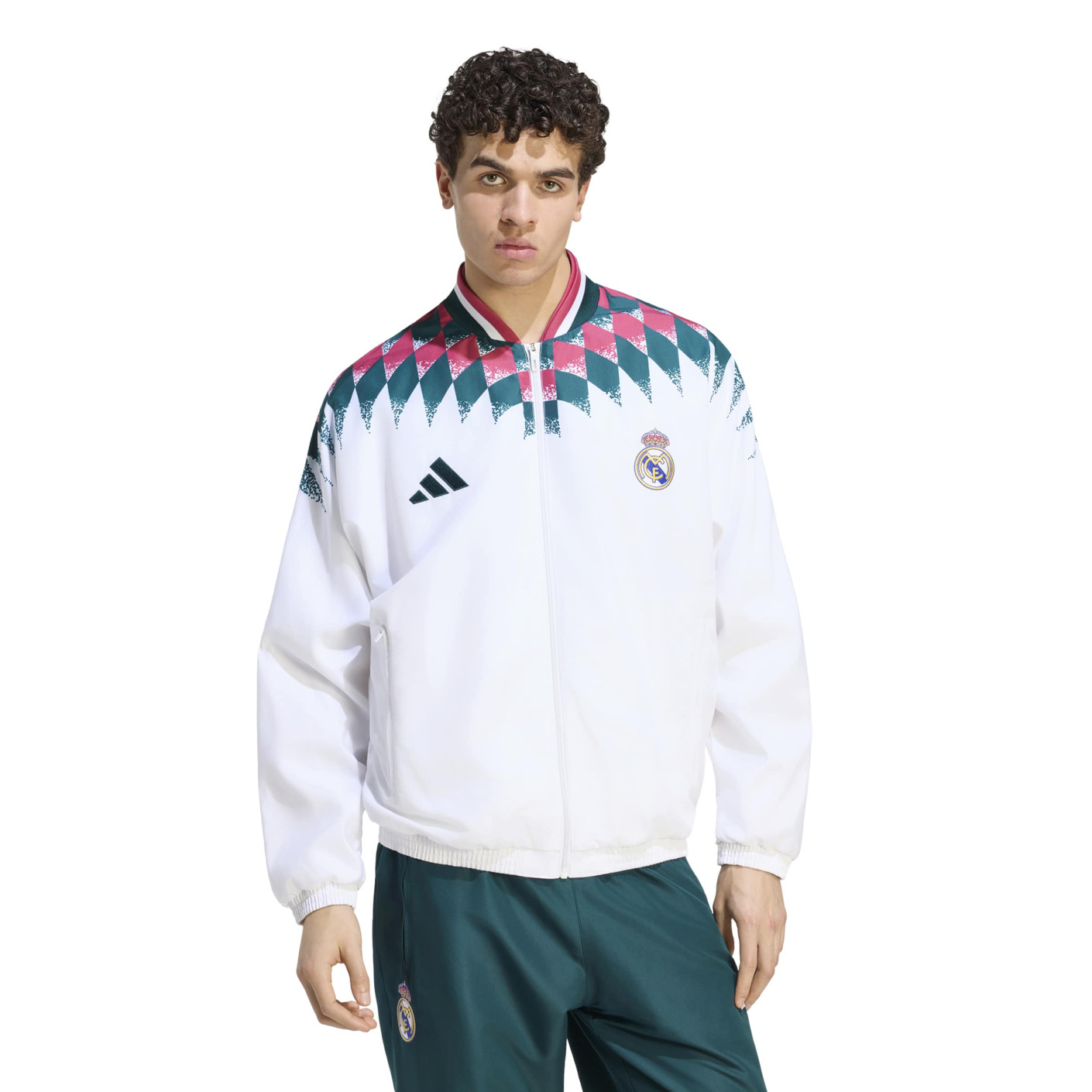 adidas Real Madrid Stadium Training Jacket 2026-2027 White Black Purple Dark Green