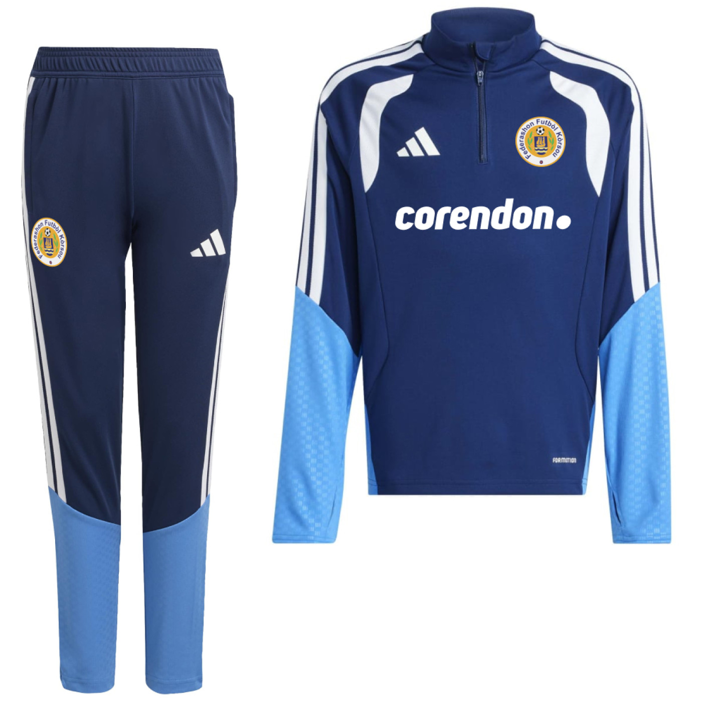 adidas FFK Curacao Tracksuit 1/4-Zip 2026-2028 Sponsors Dark Blue Kids